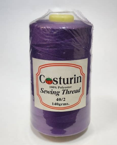 CONOS DE HILO DE COSER NO. 40/2, 100% POLIÉSTER, 5000 YARDAS DE LONGITUD, COLOR MORADO (CAJAS X 12U)