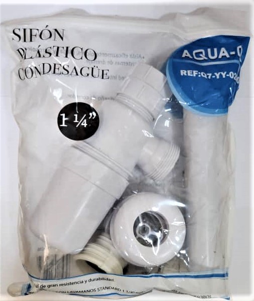 SIFON PLASTICO CON DESAGUE P/LAVAMAN 1 1/4"-AQUA-Q7
