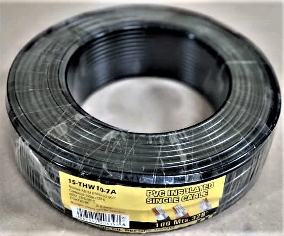 ROLLO DE CABLE ELECTRICO INDIVIDUAL NEGRO #10 X 328FT.-