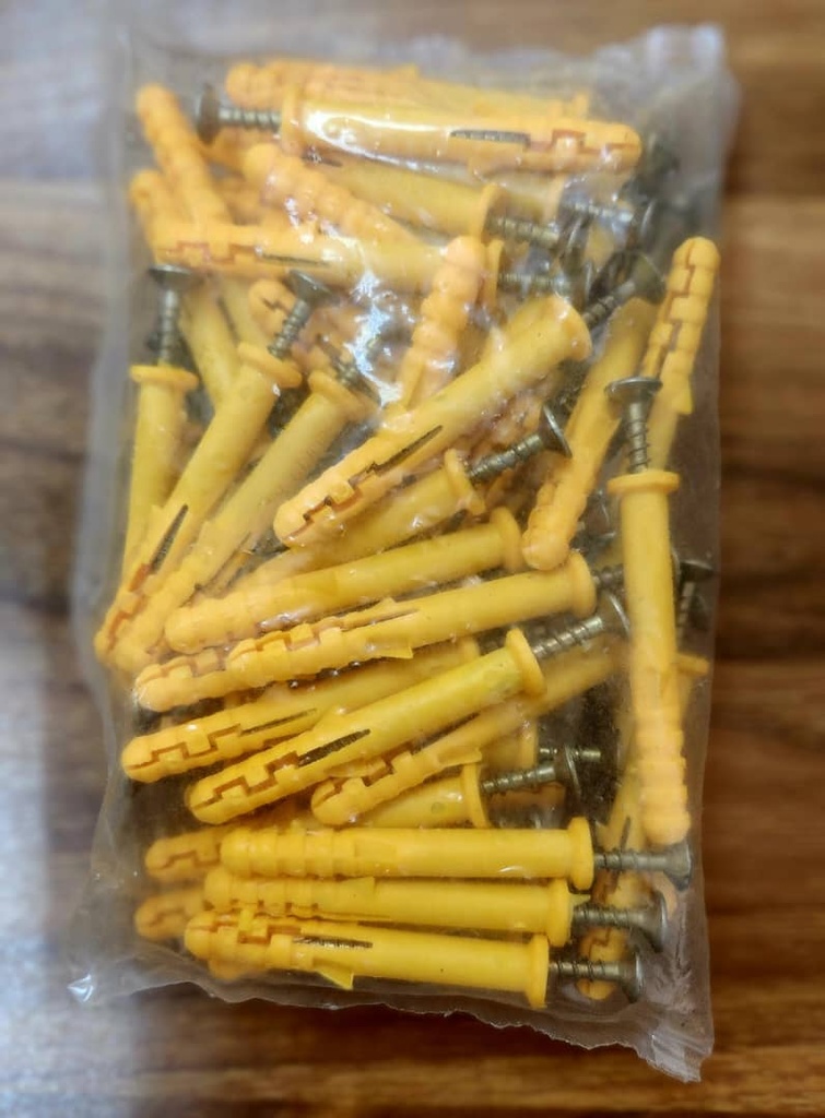 EXPANSIÓN PLÁSTICA AMARILLA DE 8 X 60MM CON TORNILLO