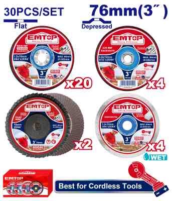 Juego de discos de corte y lijado con 30 unidades