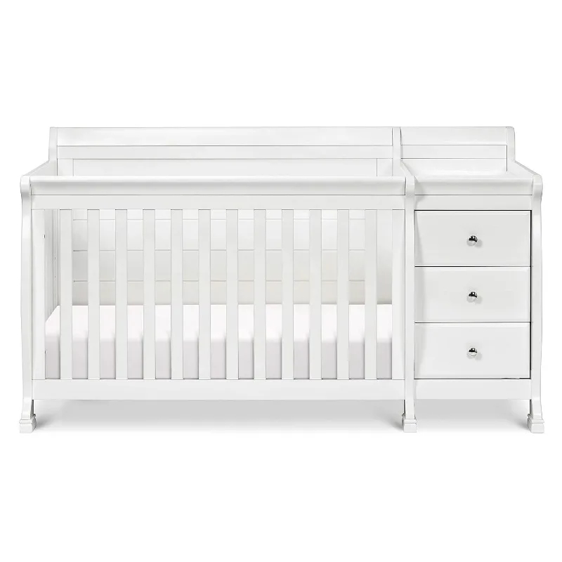 Cuna y cambiador convertible 4 en 1 combinados en blanco o Nogal