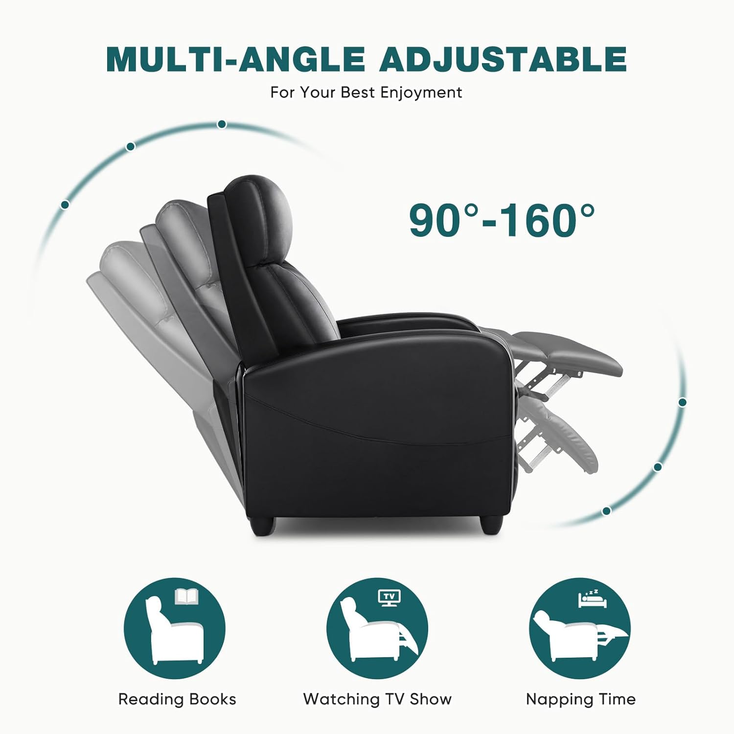 Silla reclinable para sala de estar con respaldo ajustable y reposapiés.