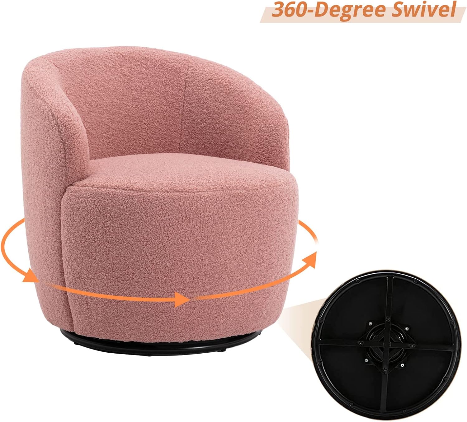 Butaca Roxy, giratoria tapizada con brazo redondo moderno, giratorio de 360 grados.