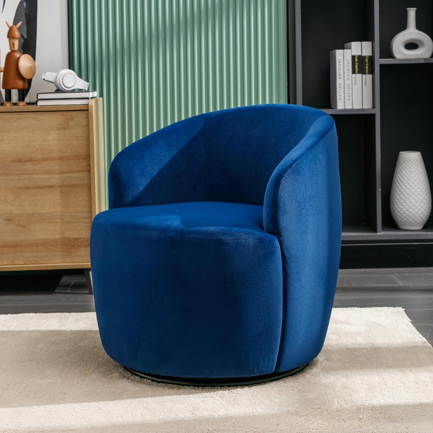 Butaca Roxy, giratoria tapizada con brazo redondo moderno, giratorio de 360 grados.