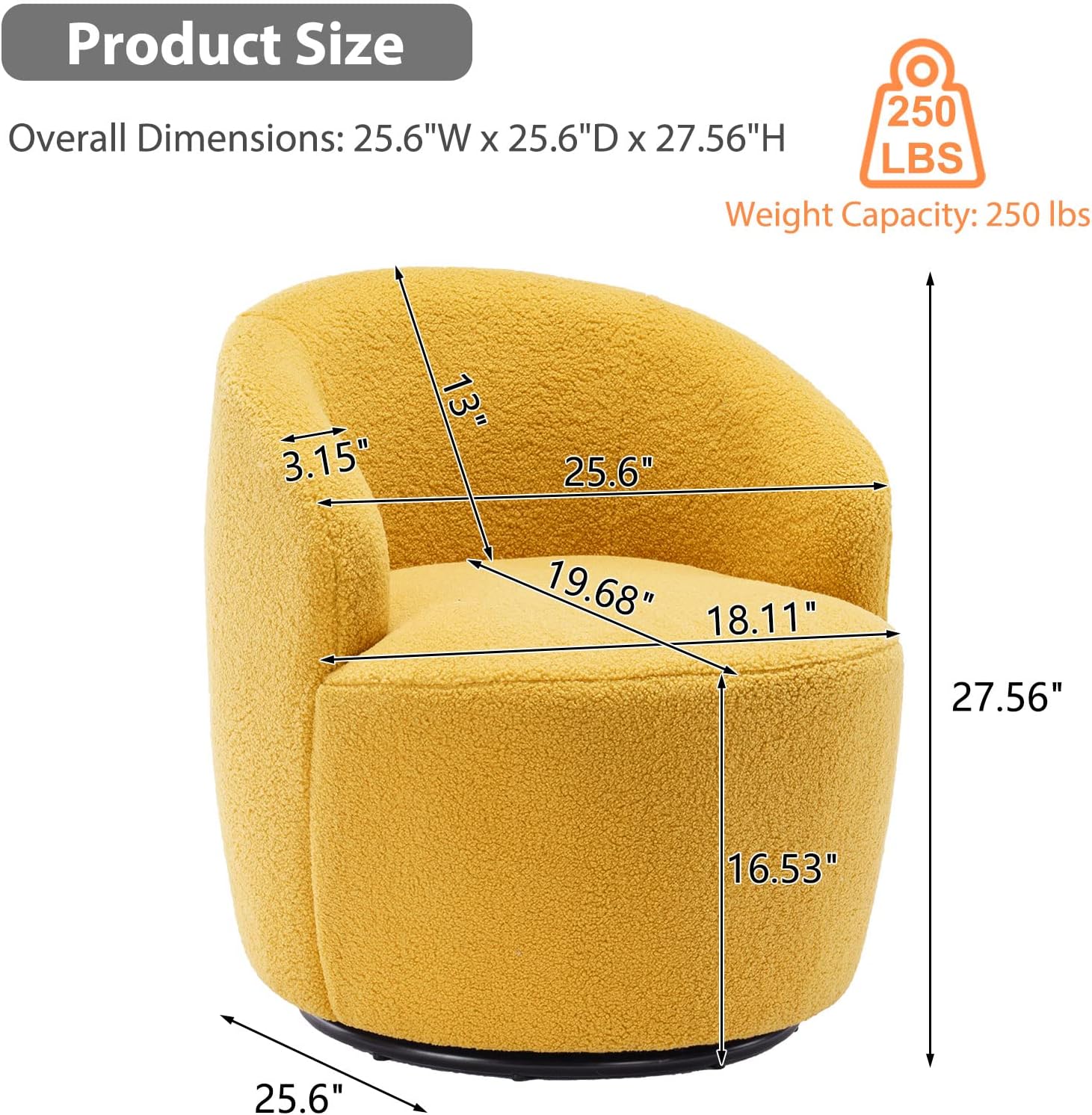 Butaca Roxy, giratoria tapizada con brazo redondo moderno, giratorio de 360 grados.