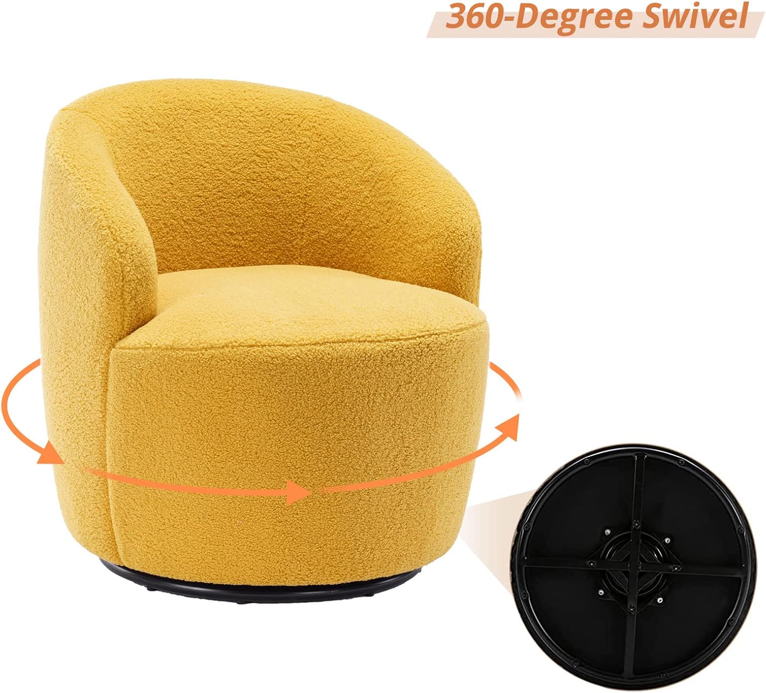 Butaca Roxy, giratoria tapizada con brazo redondo moderno, giratorio de 360 grados.