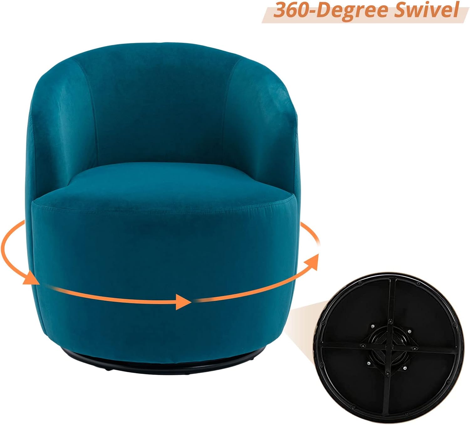 Butaca Roxy, giratoria tapizada con brazo redondo moderno, giratorio de 360 grados.