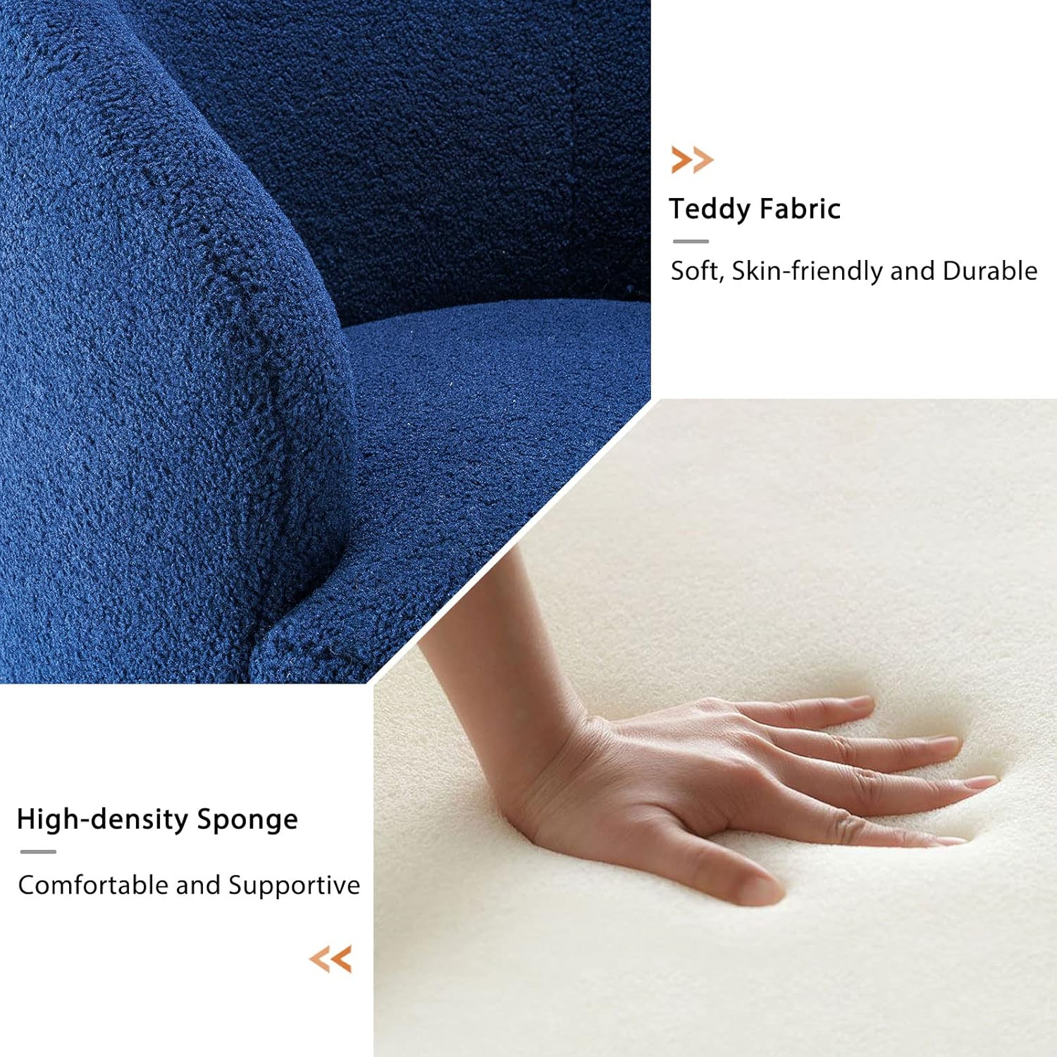 Butaca Roxy, giratoria tapizada con brazo redondo moderno, giratorio de 360 grados.