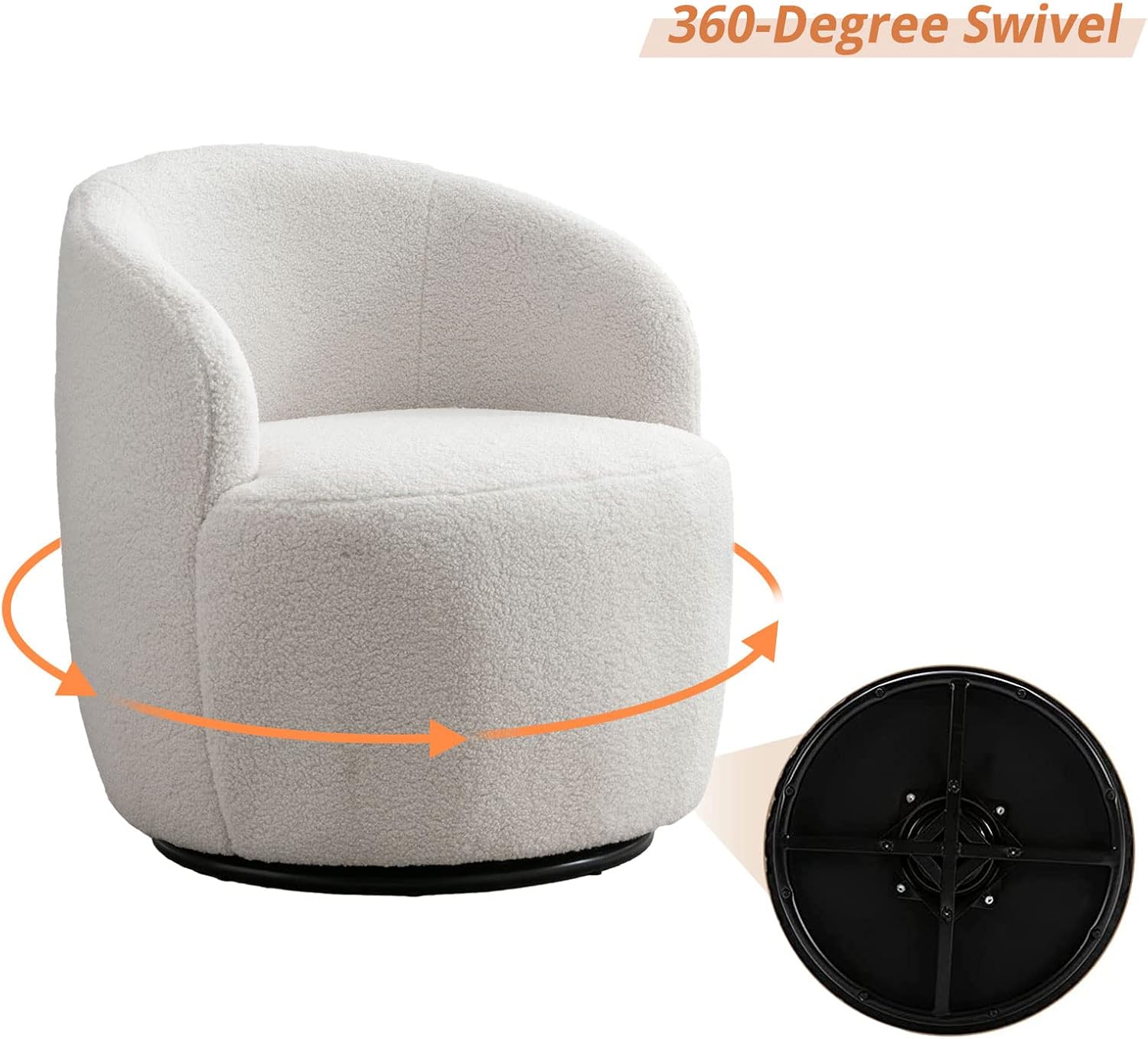 Butaca Roxy, giratoria tapizada con brazo redondo moderno, giratorio de 360 grados.