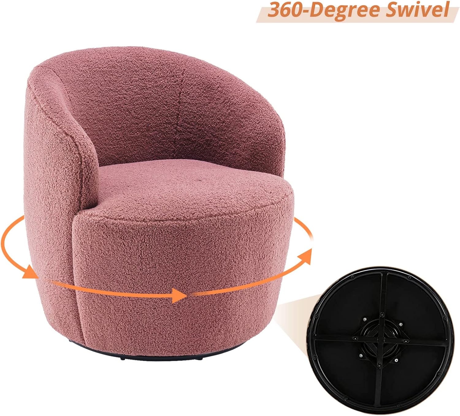 Butaca Roxy, giratoria tapizada con brazo redondo moderno, giratorio de 360 grados.