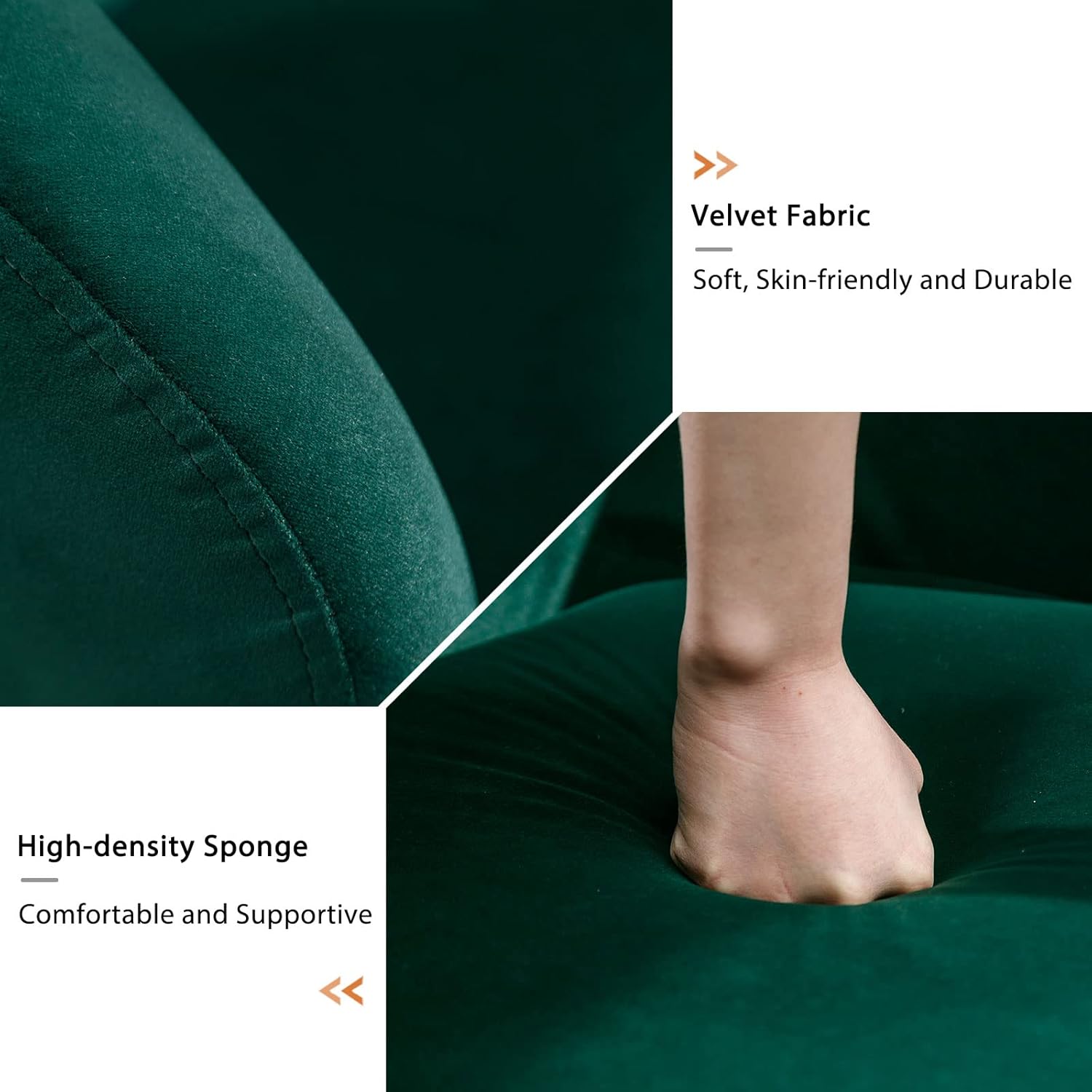 Butaca Roxy, giratoria tapizada con brazo redondo moderno, giratorio de 360 grados.