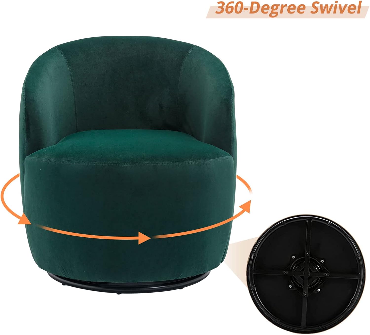 Butaca Roxy, giratoria tapizada con brazo redondo moderno, giratorio de 360 grados.