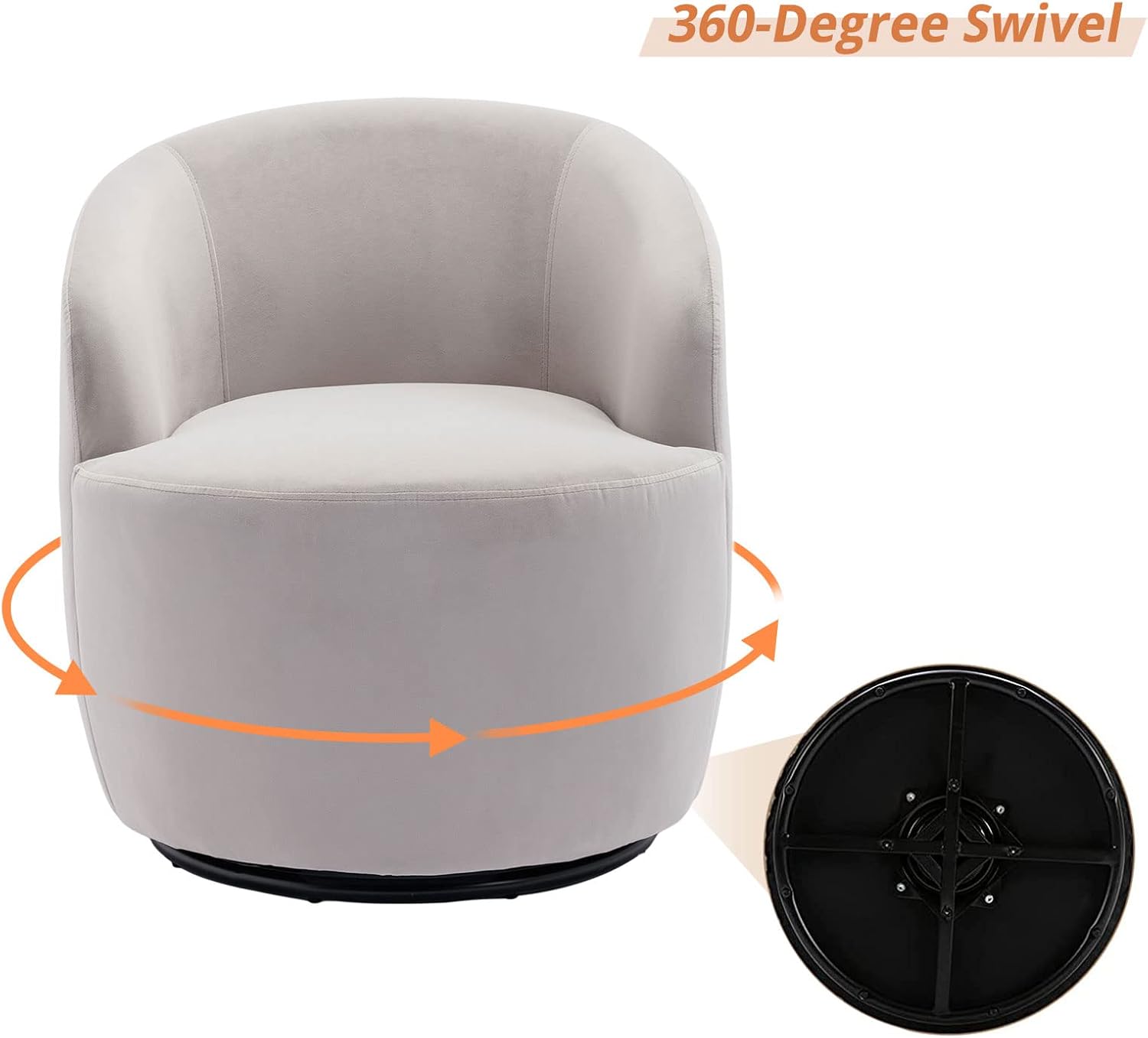 Butaca Roxy, giratoria tapizada con brazo redondo moderno, giratorio de 360 grados.