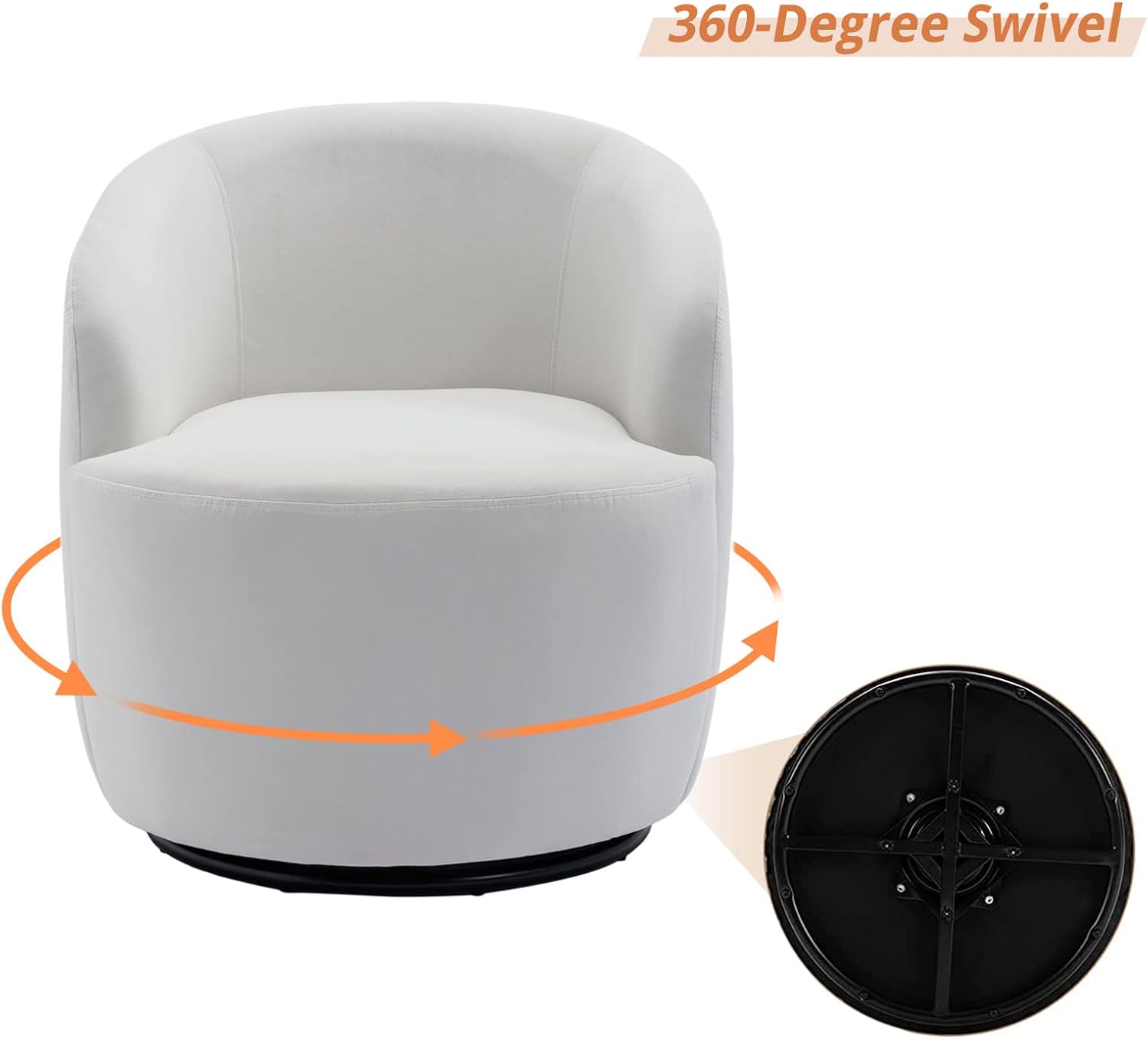 Butaca Roxy, giratoria tapizada con brazo redondo moderno, giratorio de 360 grados.