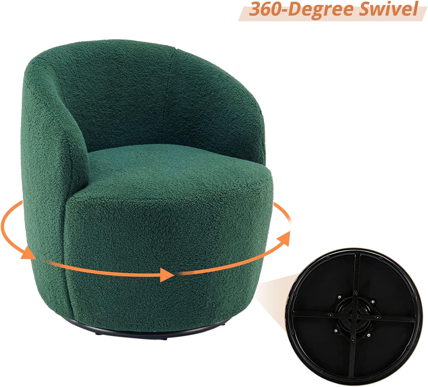 Butaca Roxy, giratoria tapizada con brazo redondo moderno, giratorio de 360 grados.