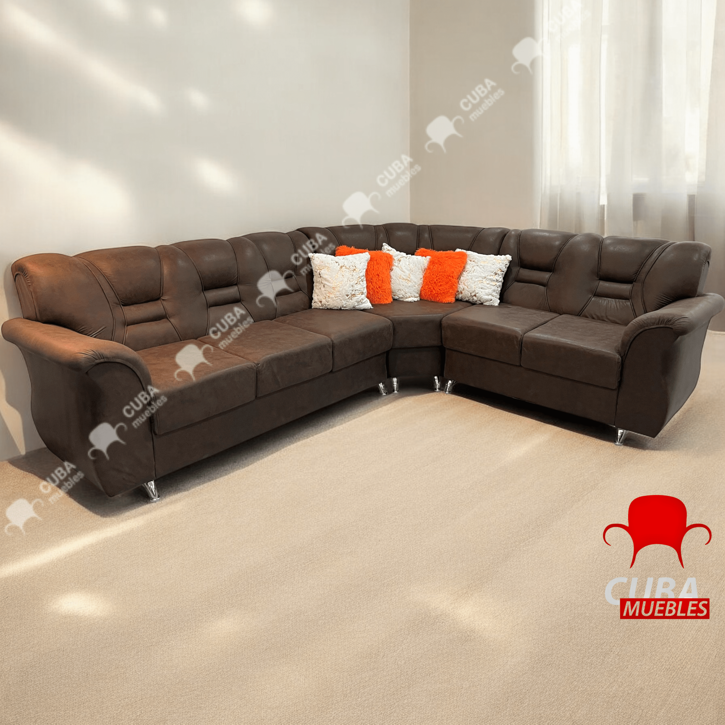 Brasileño Moderno Esquinero en polipiel carmelita