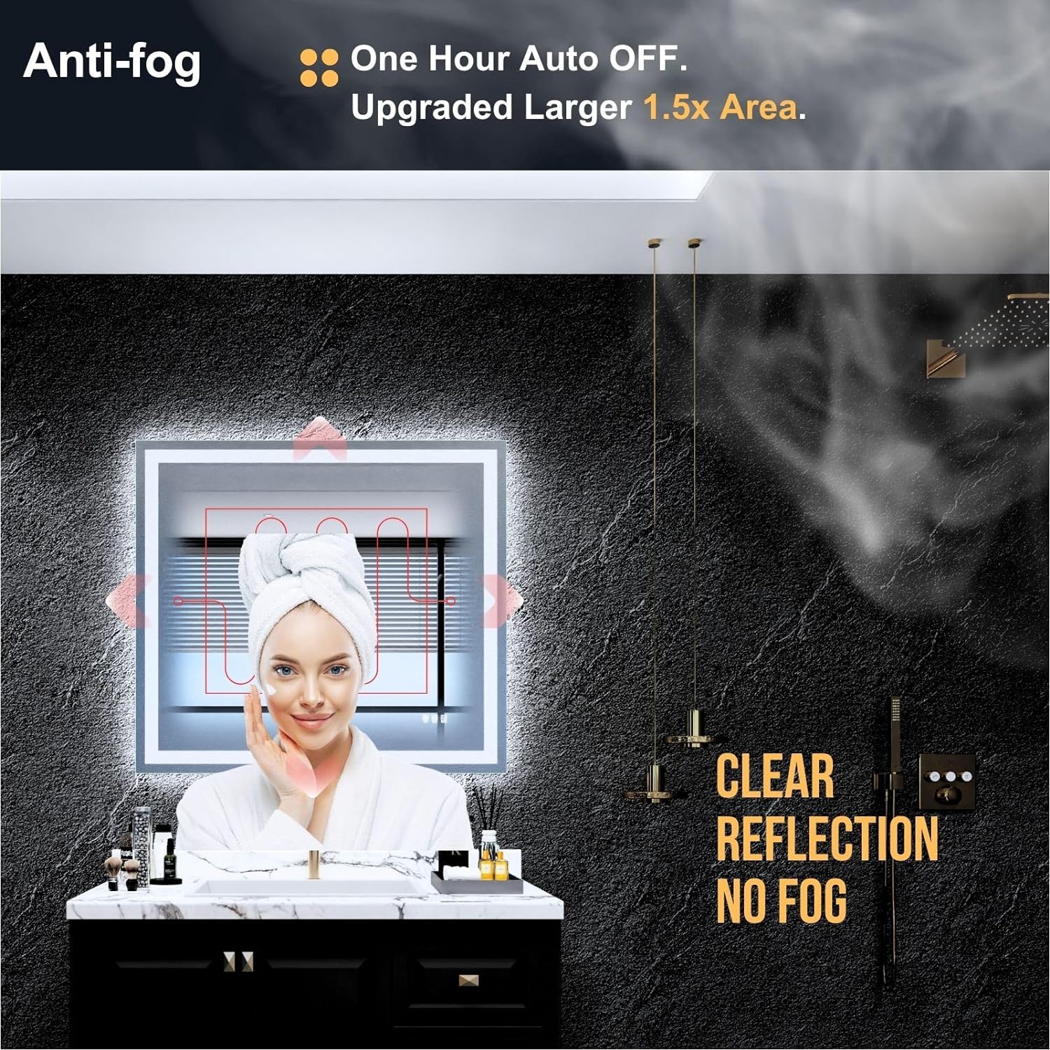 Bathroom LED Mirror 28"x 36", Front Lit and Backlit Bathroom Mirror with Lights,Stepless Dimmable,Anti-Fog, Shatter-Proof, Memory, 3 Colors Smart Mirror Bathroom (Horizontal/Vertical)