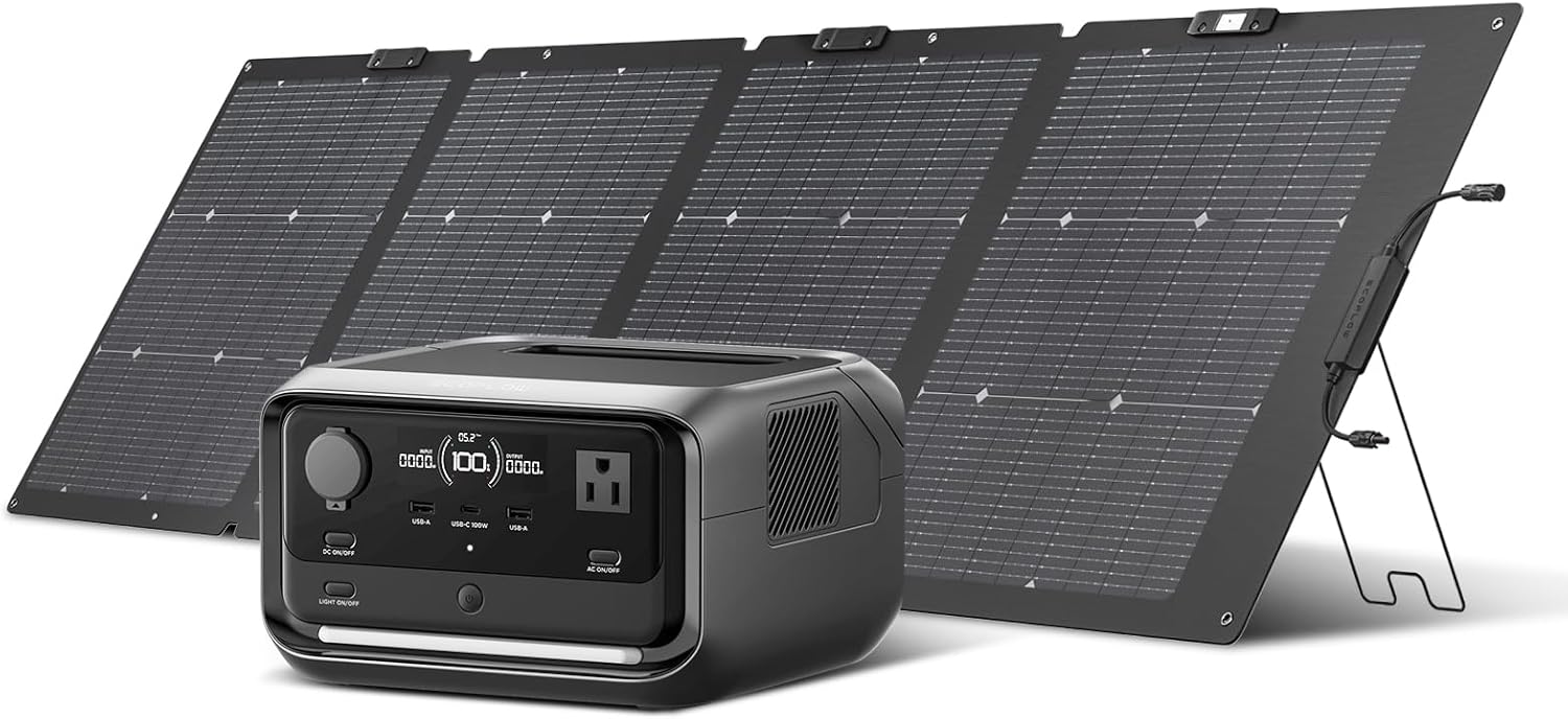 EF ECOFLOW Estación de energía portátil RIVER 3 Plus, batería LiFePO4 de 286 Wh, 3 salidas de CA de hasta 1200 W, expandible a 858 Wh, 30 dB silencioso, generador solar de carga rápida