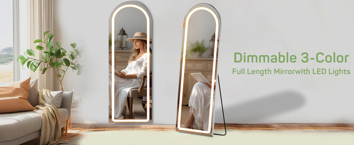 Simple Deluxe Espejo de longitud completa de 64 x 21 pulgadas con luces LED