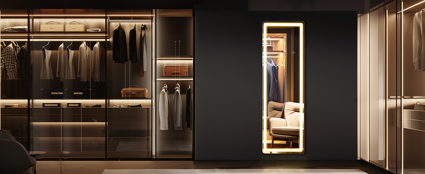 Simple Deluxe Espejo de longitud completa de 64 x 21 pulgadas con luces LED