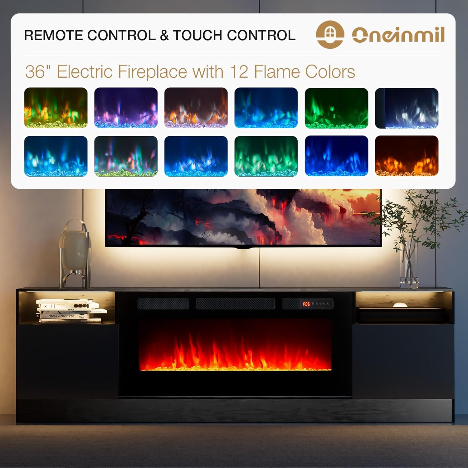 Multimueble con chimenea integrada mas luces leds.