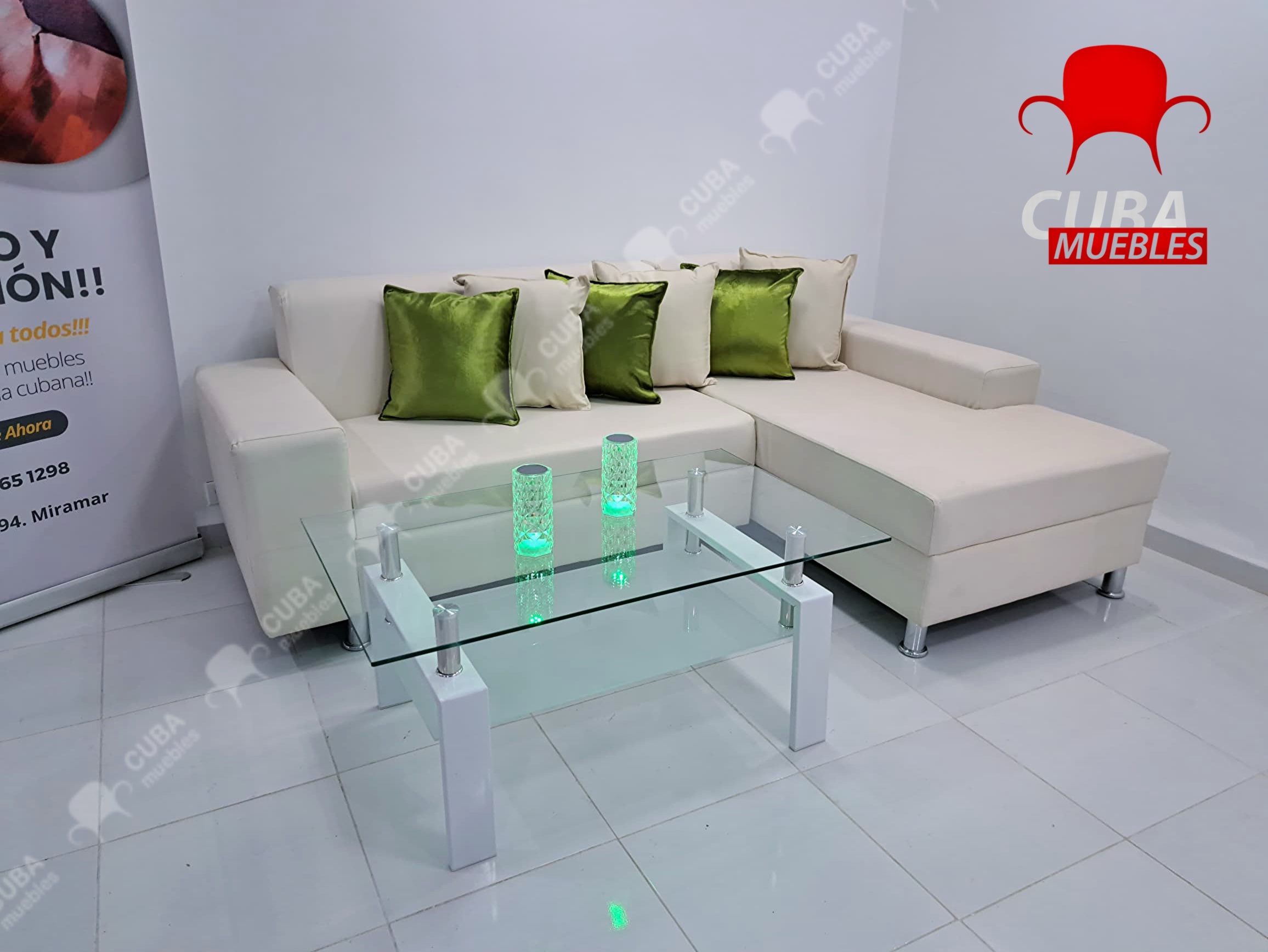 Mesa de centro rectangular de vidrio, mesa de centro lateral moderna blanca con estante inferior, patas de metal