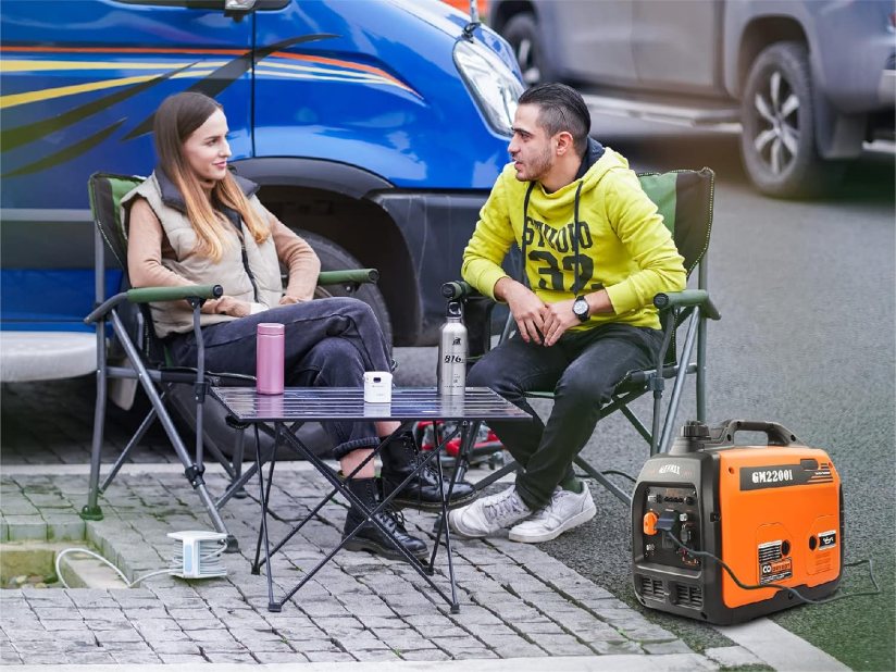 Generador portátil GENMAX, motor de gas ultrasilencioso de 2200 W, compatible con EPA, función de modo ecológico, ultraligero para uso doméstico y camping (GM2200i)