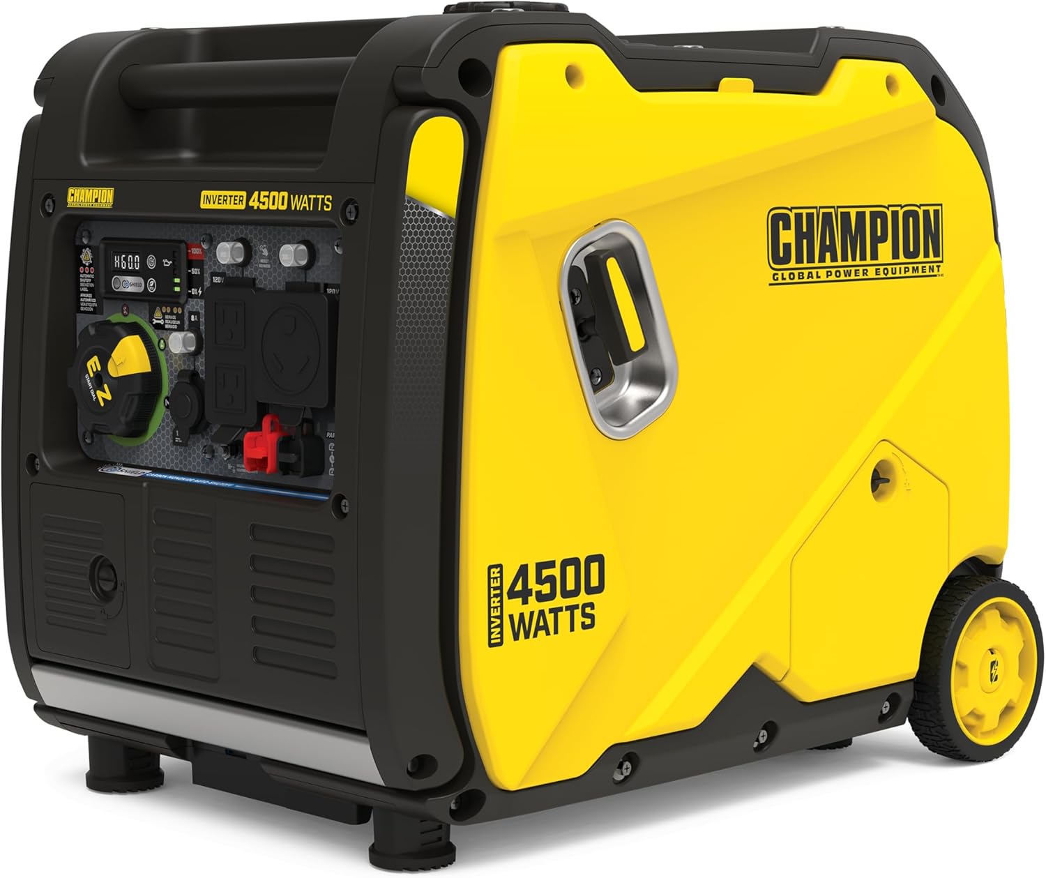 Champion Power Equipment Generador inversor portátil listo para vehículos recreativos de 4500 vatios con tecnología silenciosa y protección contra CO