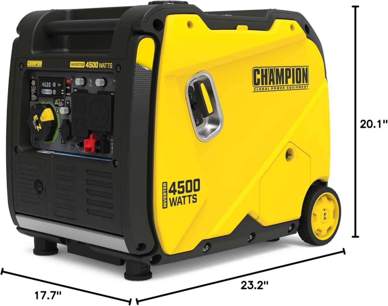 Champion Power Equipment Generador inversor portátil listo para vehículos recreativos de 4500 vatios con tecnología silenciosa y protección contra CO