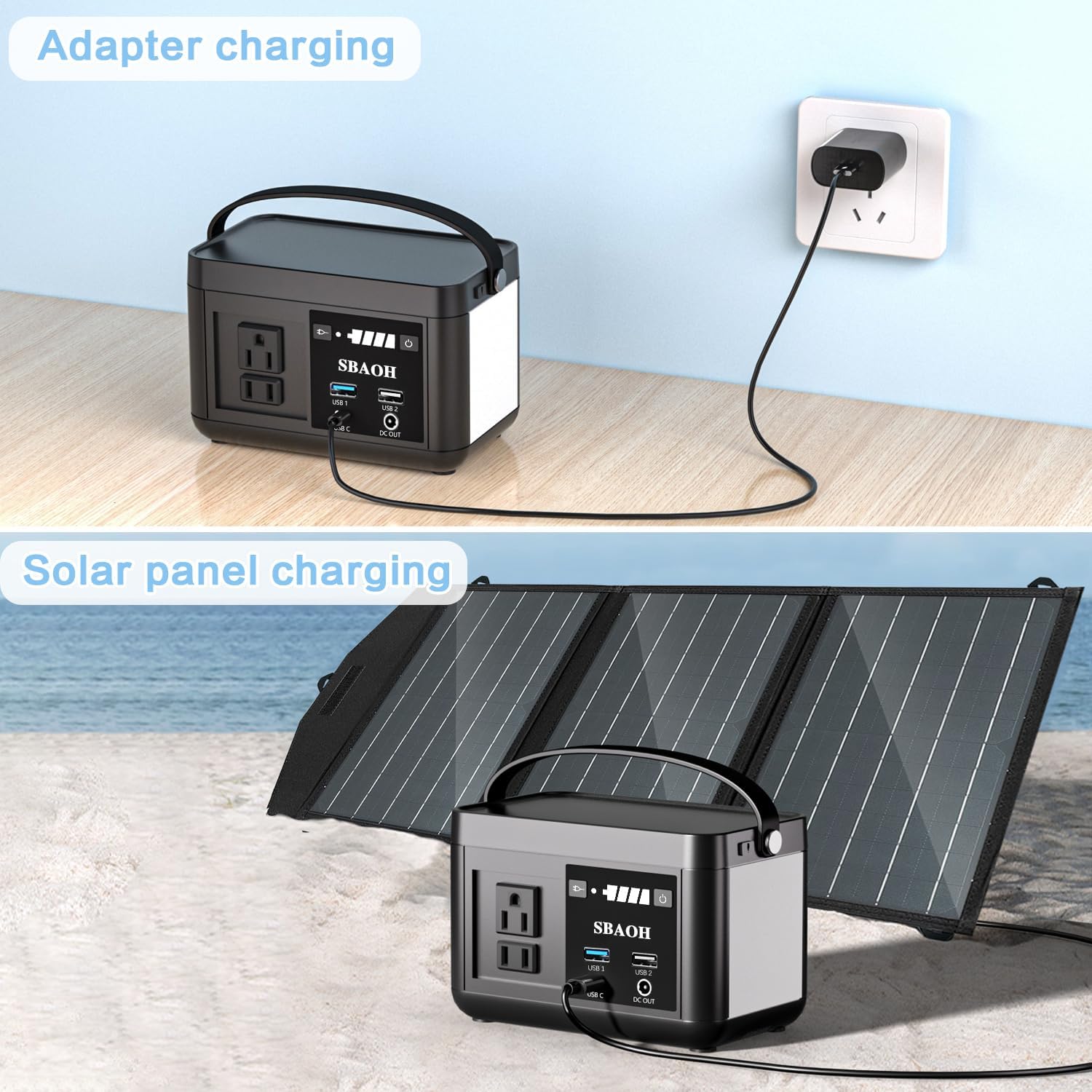 Estación de energía portátil 88.8WH, generador solar de batería de litio de 110 V CA USB-C generadores solares para camping, viajes por carretera, emergencia