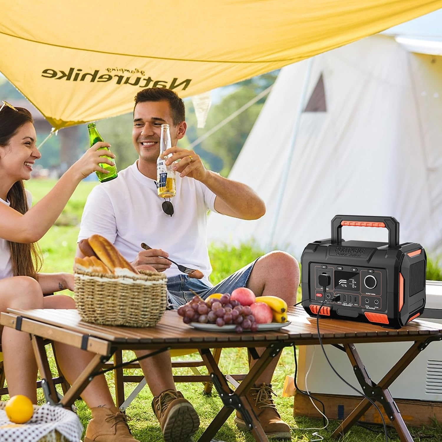 Fuente de alimentación portátil, pequeña estación de energía portátil 300W 288wh, salida de CA de onda sinusoidal pura de 110V, energía móvil de batería de iones de litio para exteriores