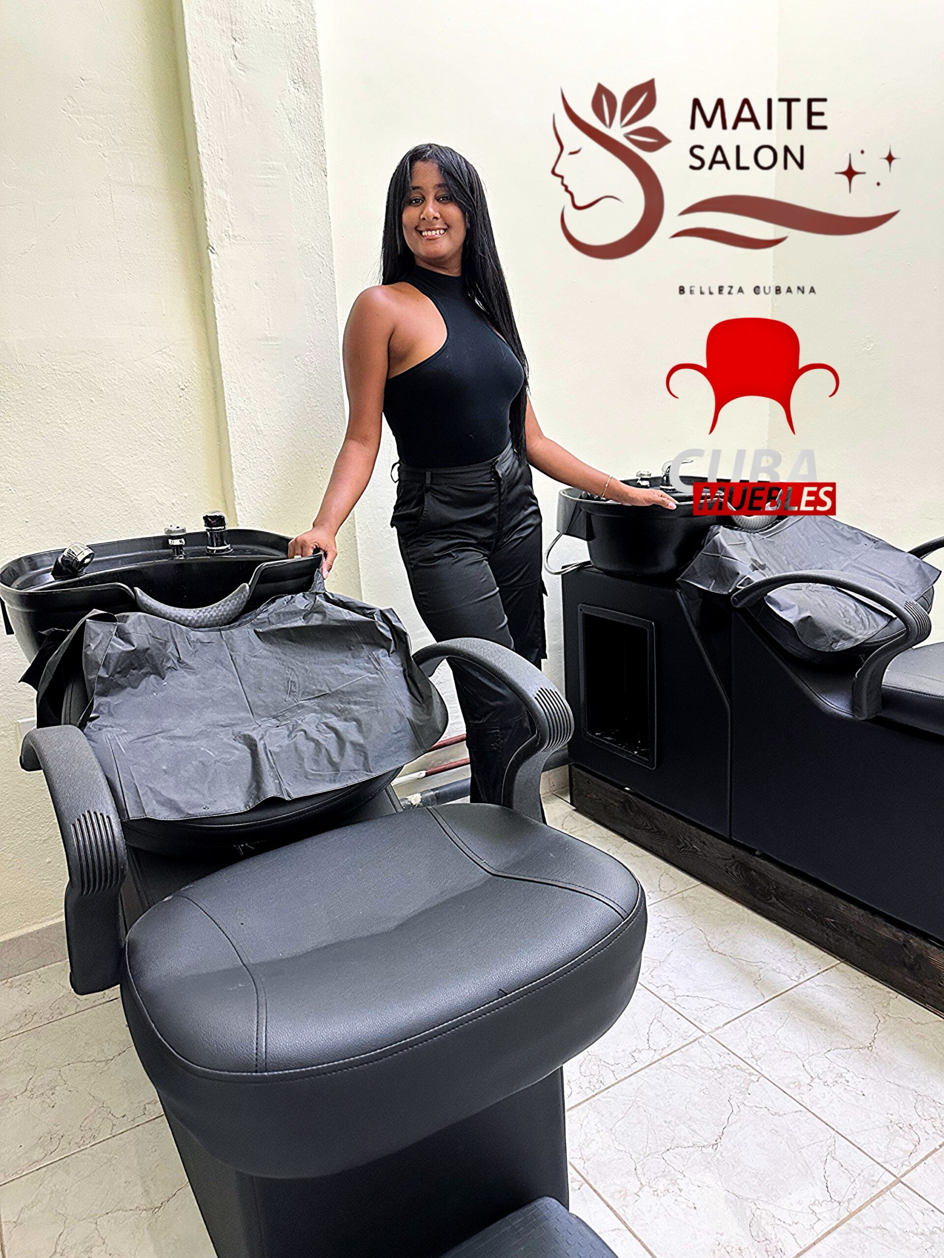 Sillón para estación de lavado de cabello.