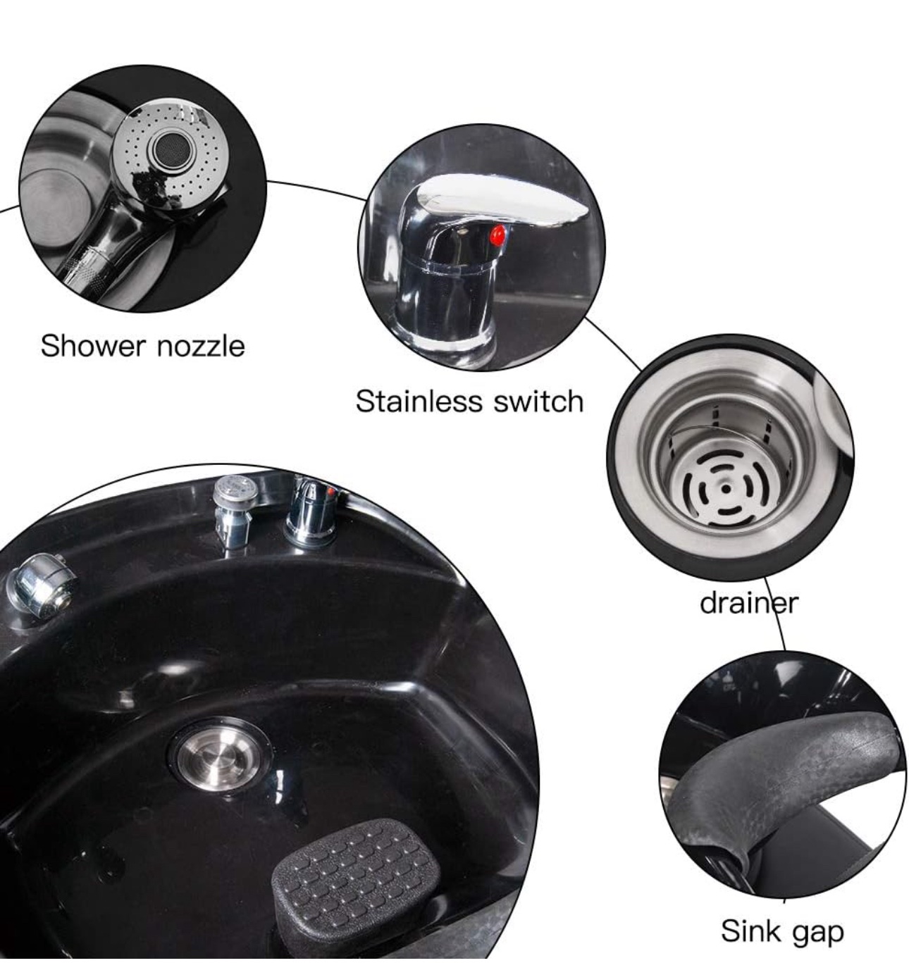 Sillón para estación de lavado de cabello.