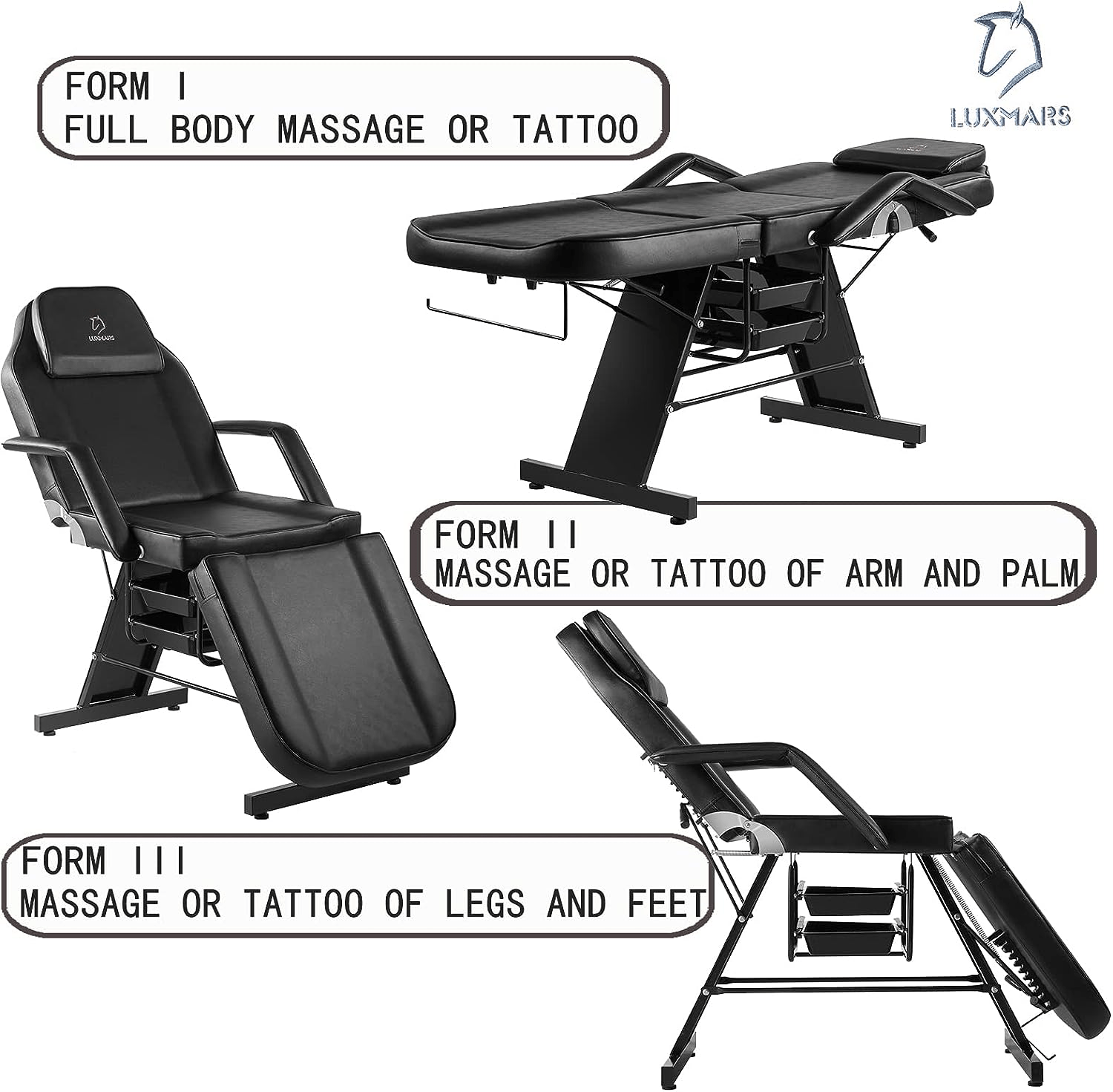 Camilla de Masajes con banqueta para salones de Belleza.