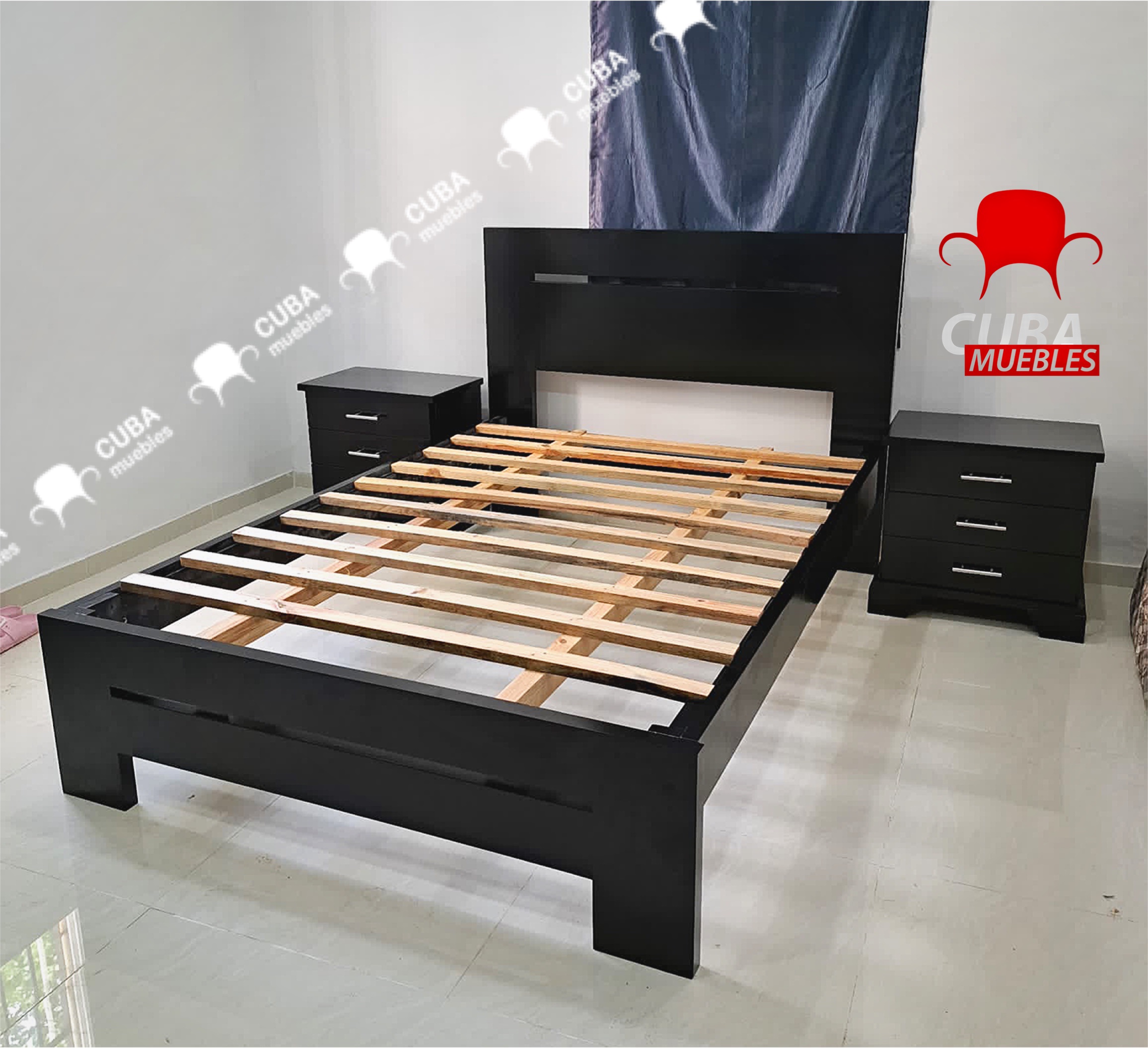 Cama Habanera en acabado negro medida camera