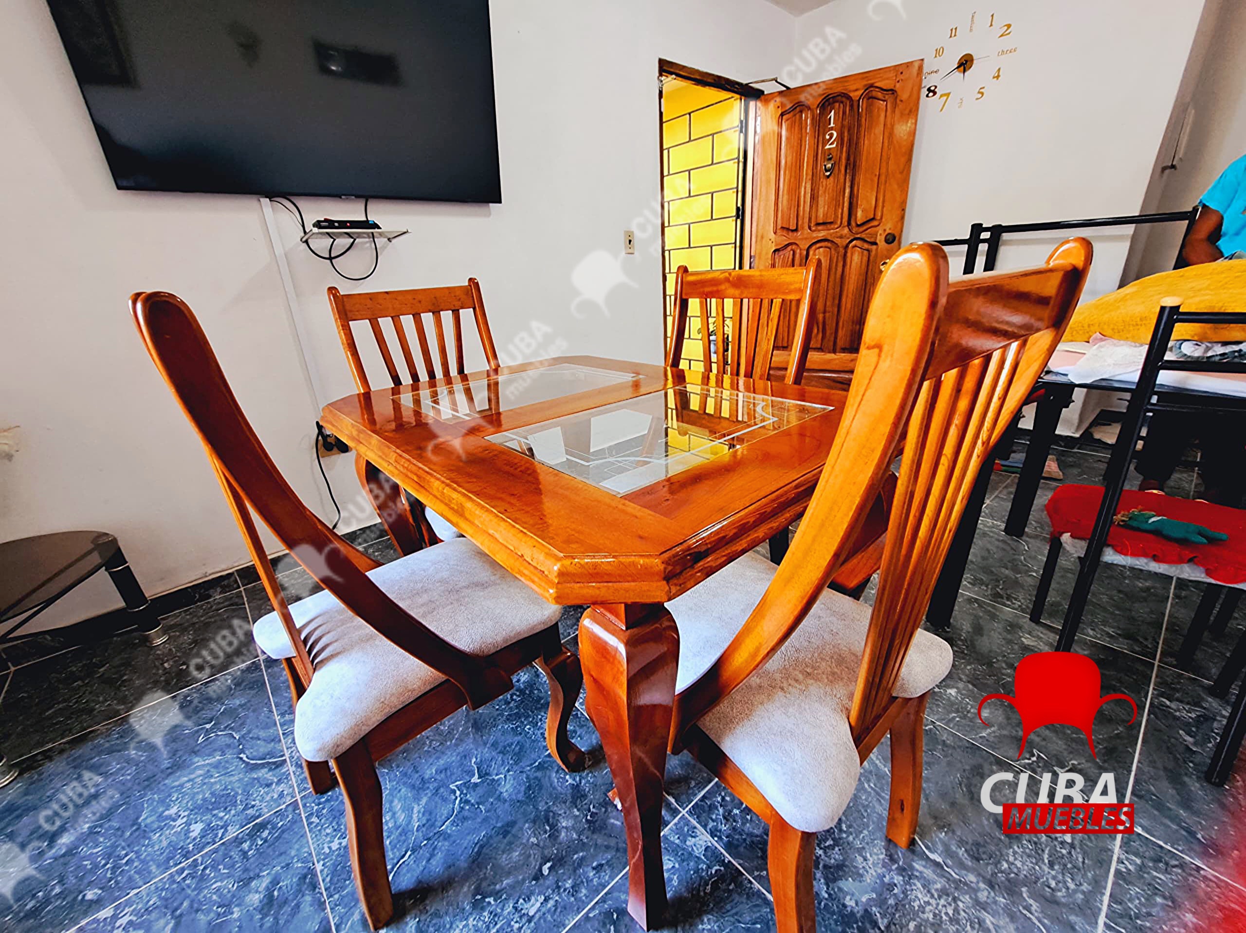 Comedor "Tropical" 4 sillas Madera color Natural