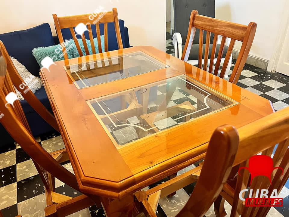 Comedor "Tropical" 4 sillas Madera color Natural