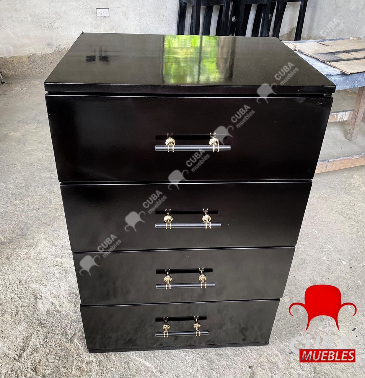 Gavetero Minimalista 4 Gavetas en Negro