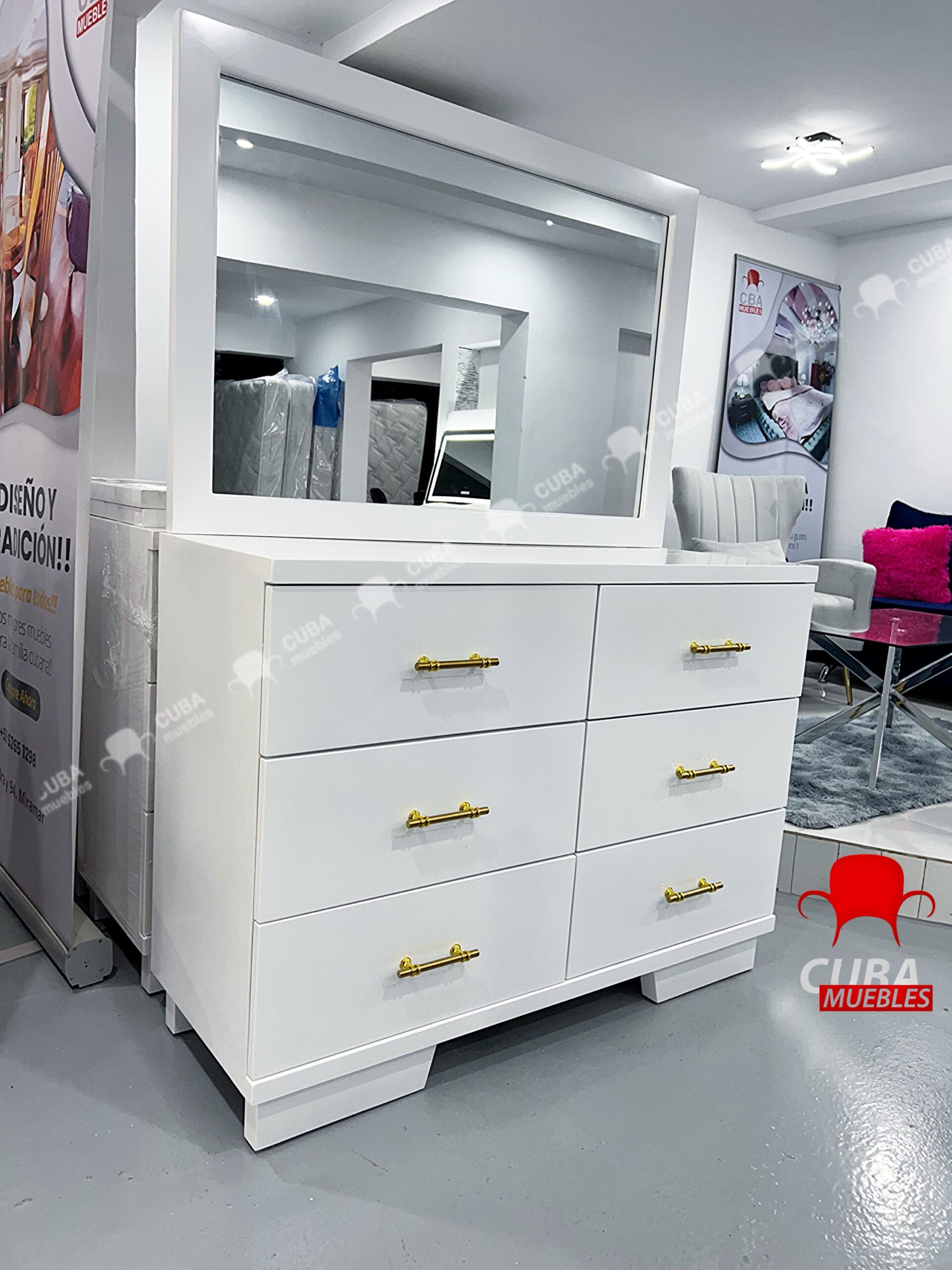 Cómoda 6 gavetas con espejo