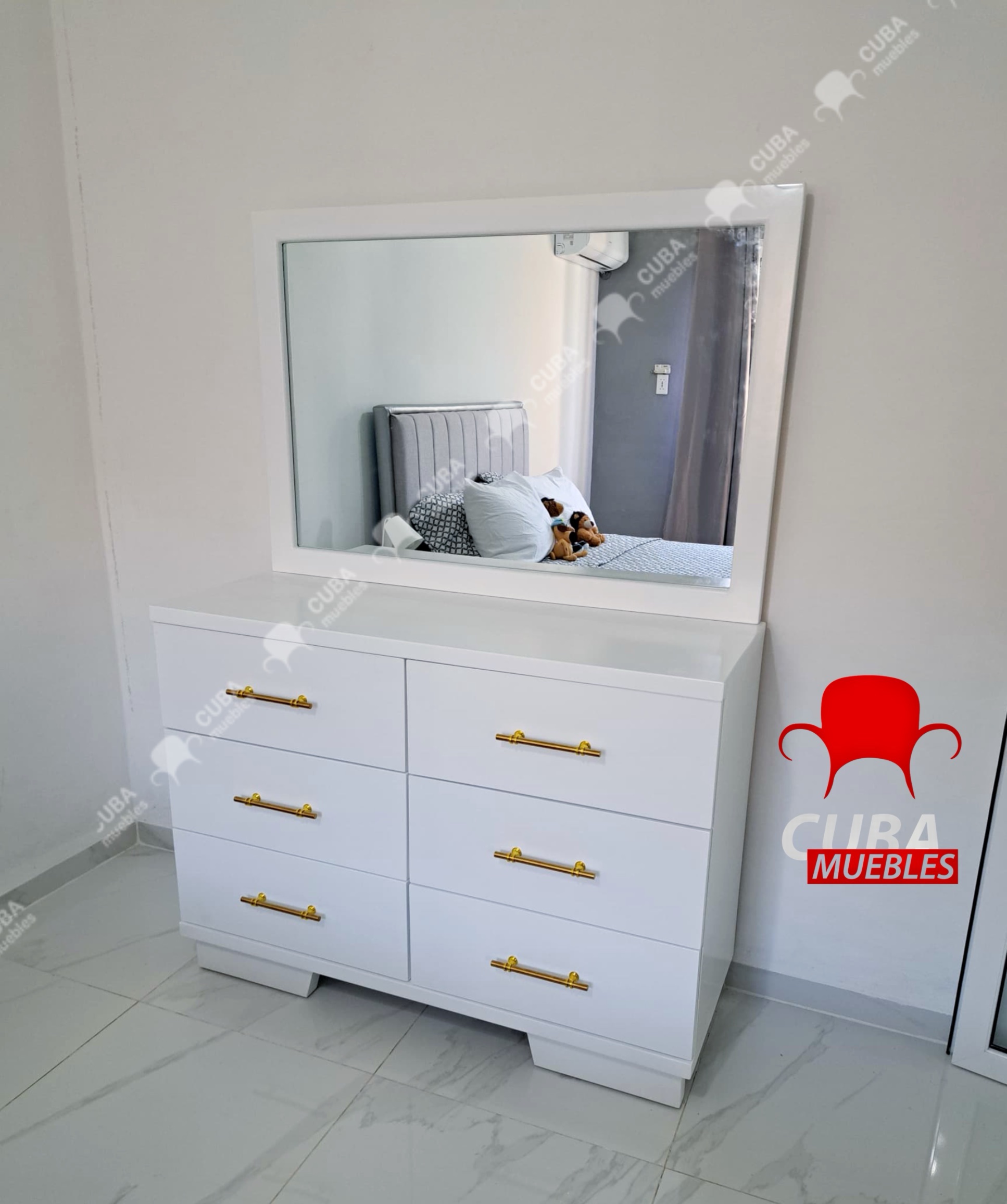 Cómoda 6 gavetas con espejo