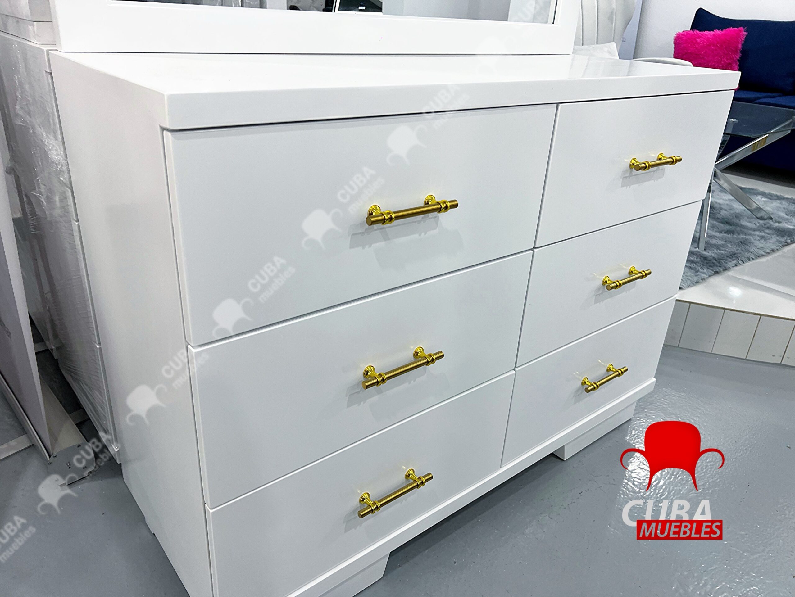 Cómoda 6 gavetas con espejo