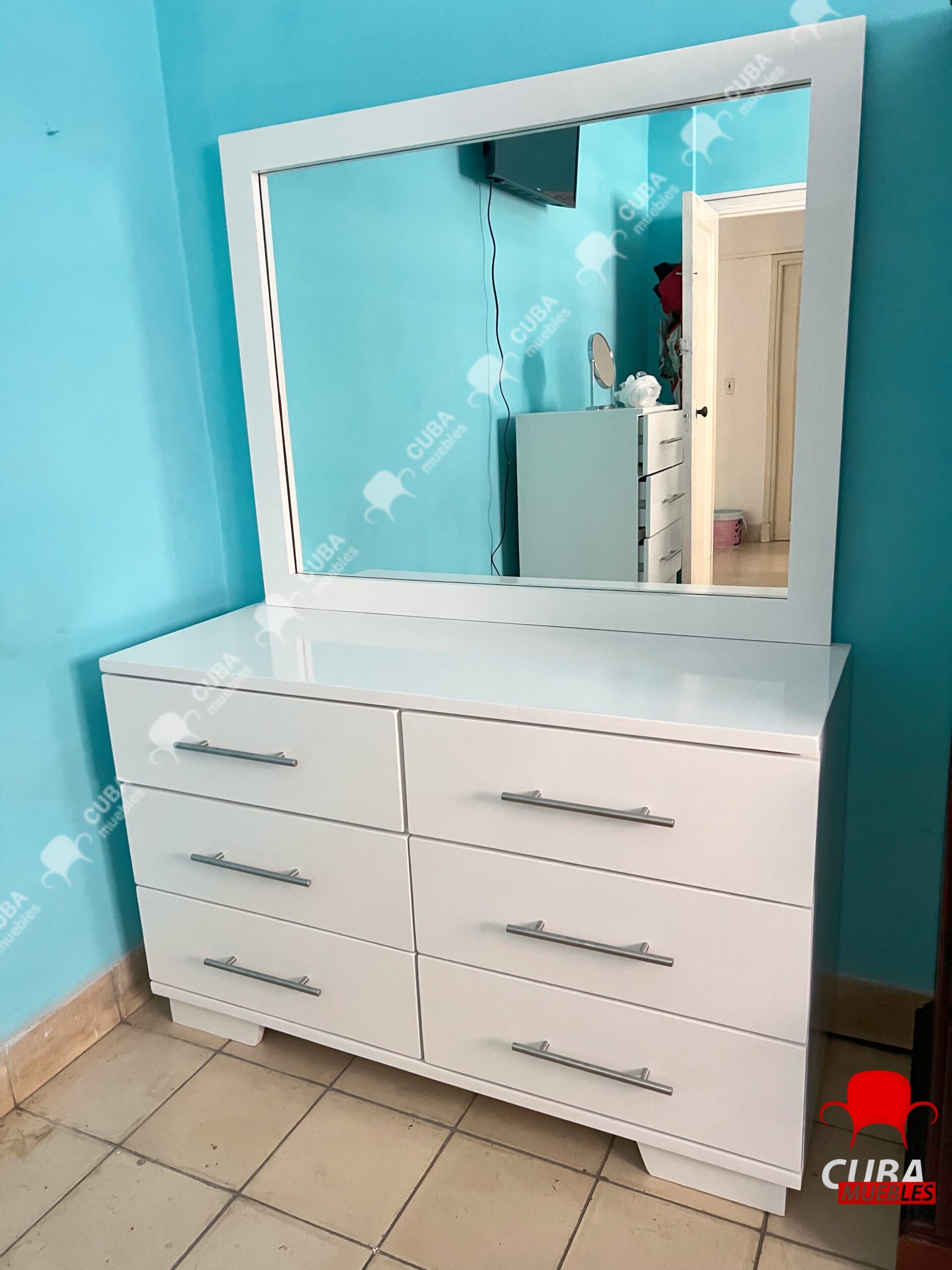 Cómoda 6 gavetas con espejo
