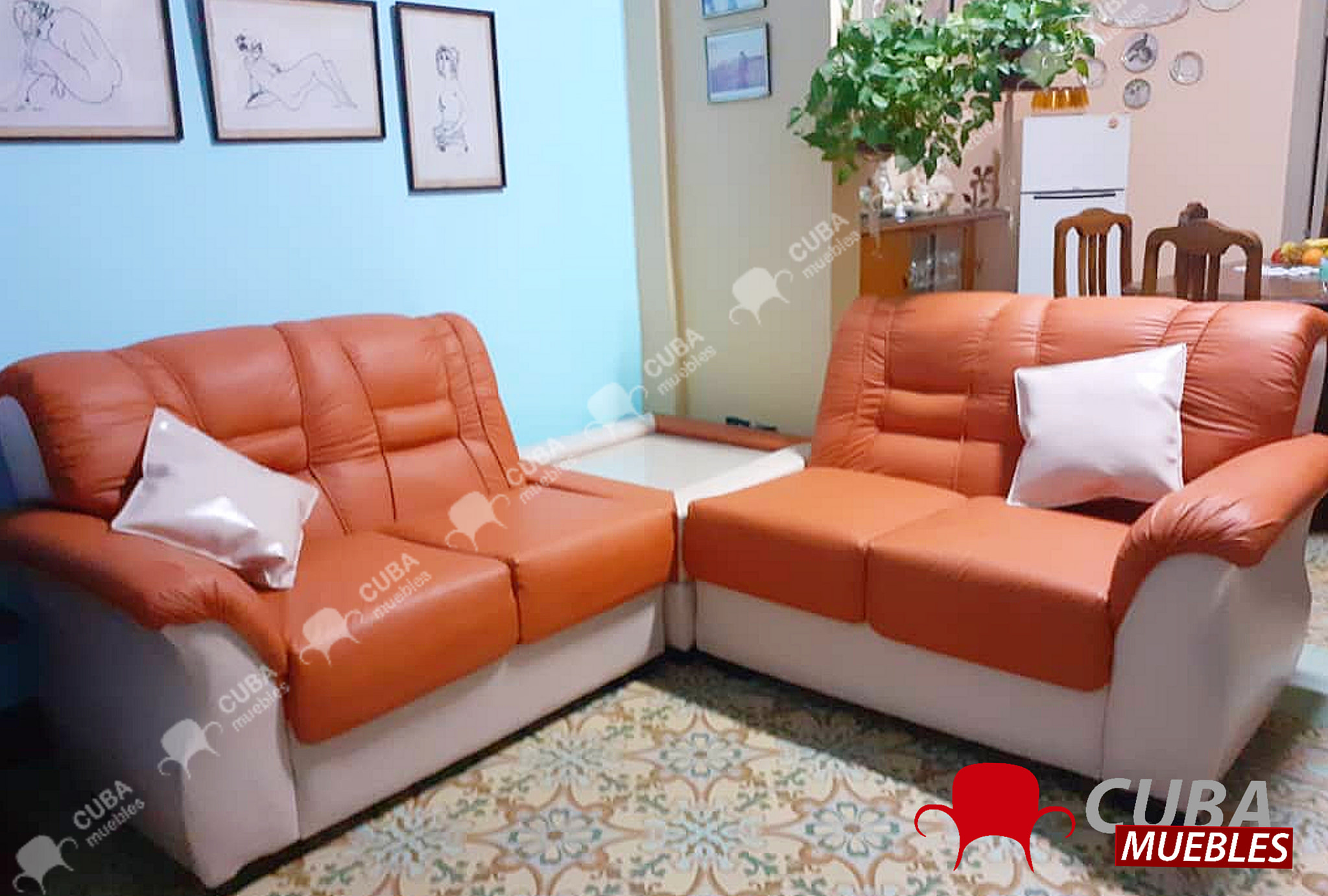 Brasileño Esquinero - Combinado flexy beige y naranja