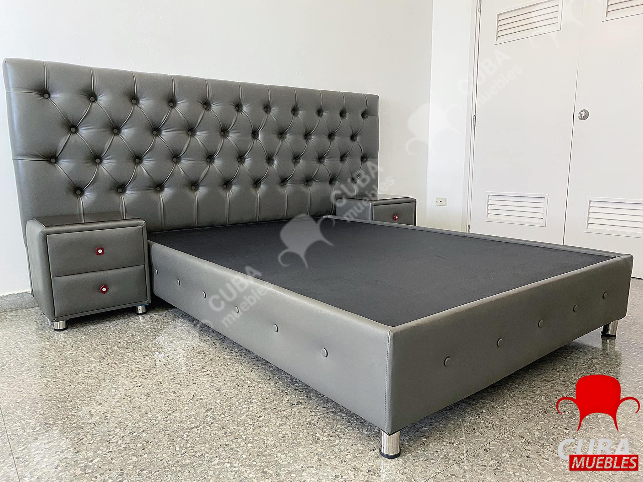 Cama tapizada*FULL*camera - Flexy Gris