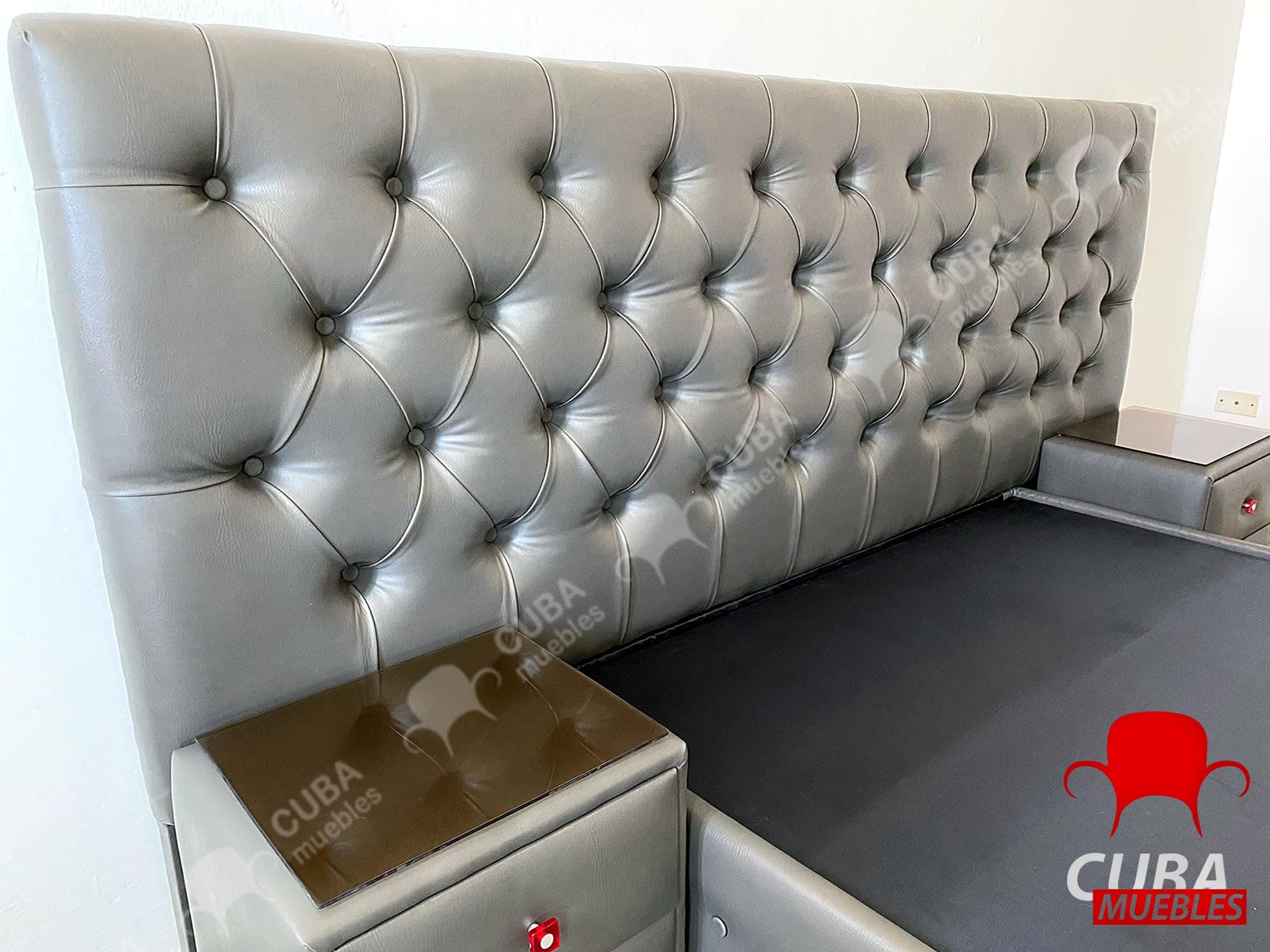 Cama tapizada*FULL*camera - Flexy Gris