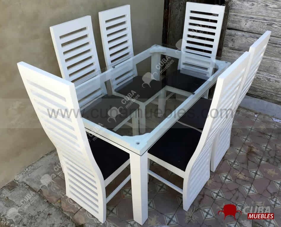 Comedor ESCALA 6 Sillas Blanco - Crisal en el Aire