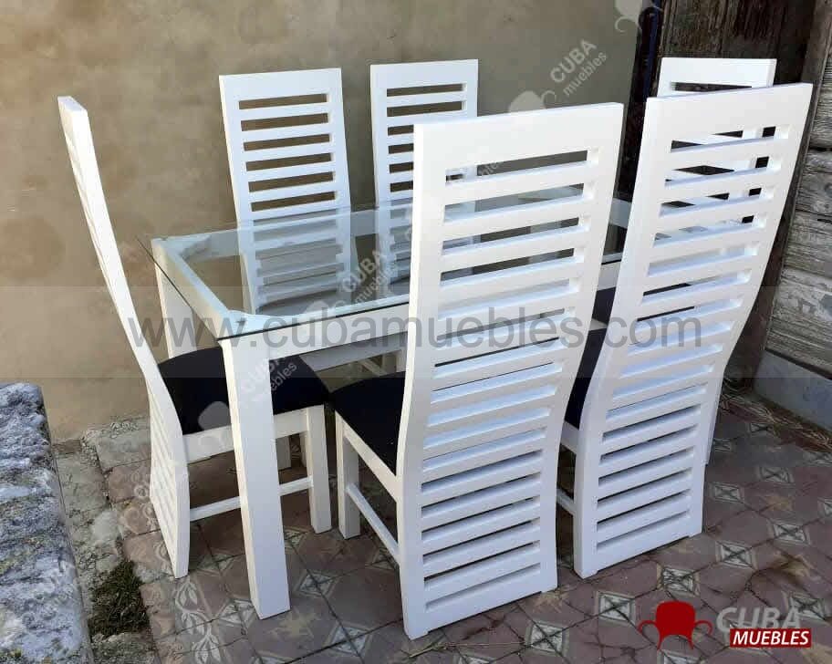 Comedor ESCALA 6 Sillas Blanco - Crisal en el Aire