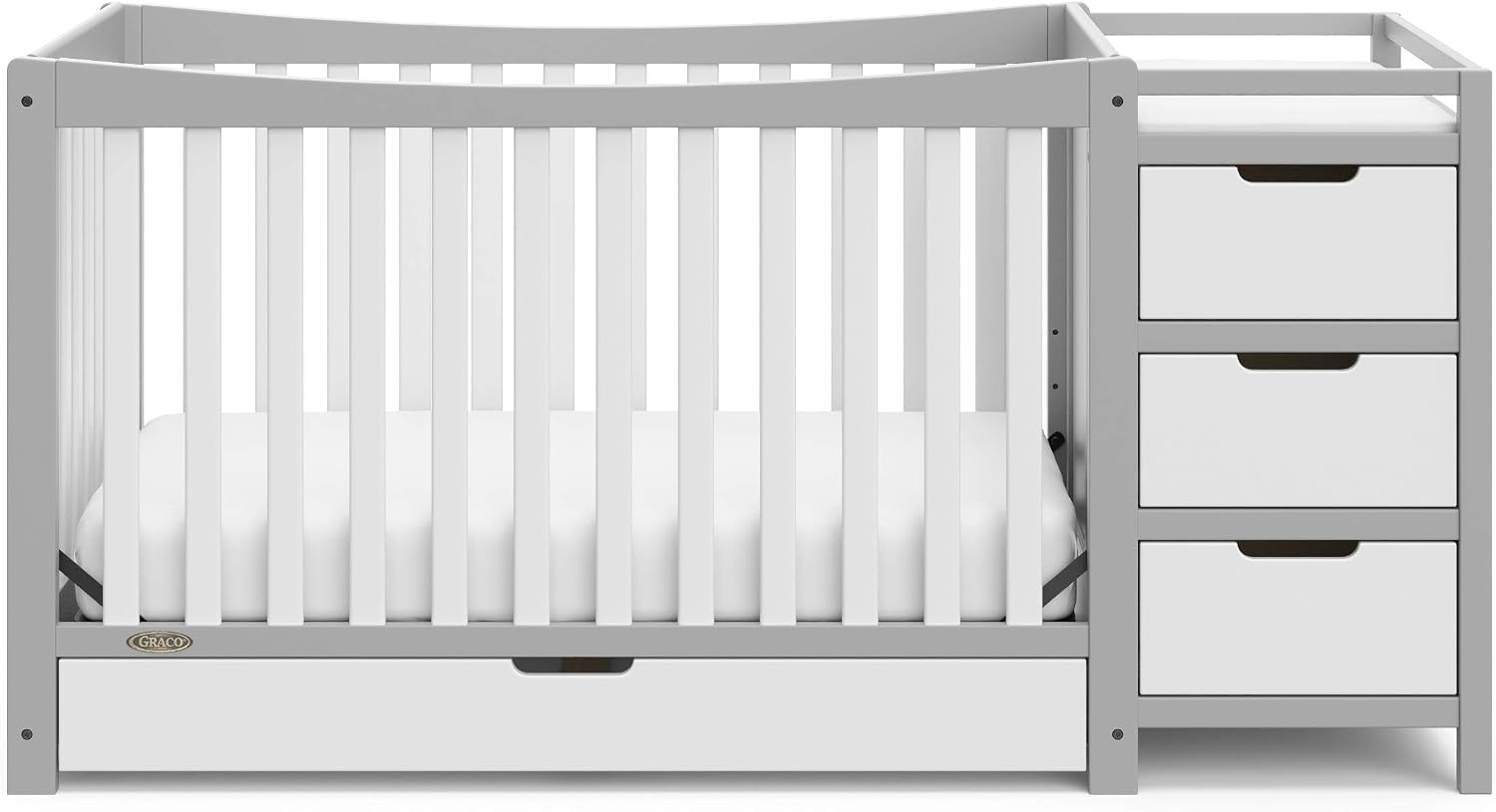 Cuna y cambiador convertible 4 en 1 con cajón blanco
