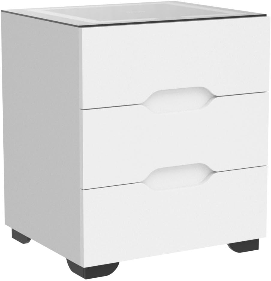 Mesita de noche inteligente negra con estación de carga inalámbrica y carga USB, mesita de noche inteligente de alto brillo con luces LED ajustables, organizador de mesa auxiliar para